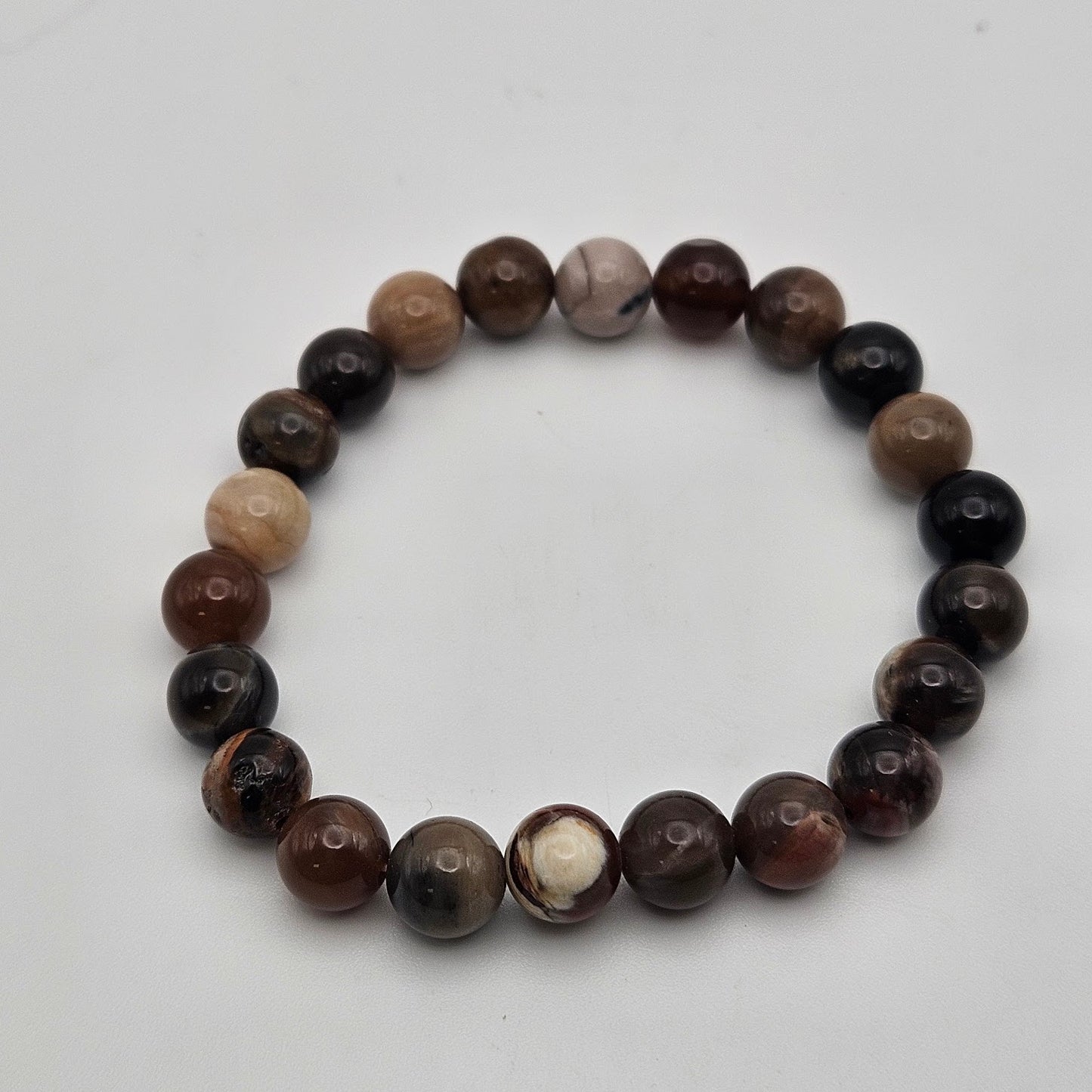 8mm Petrified Wood Stretch Bracelet.