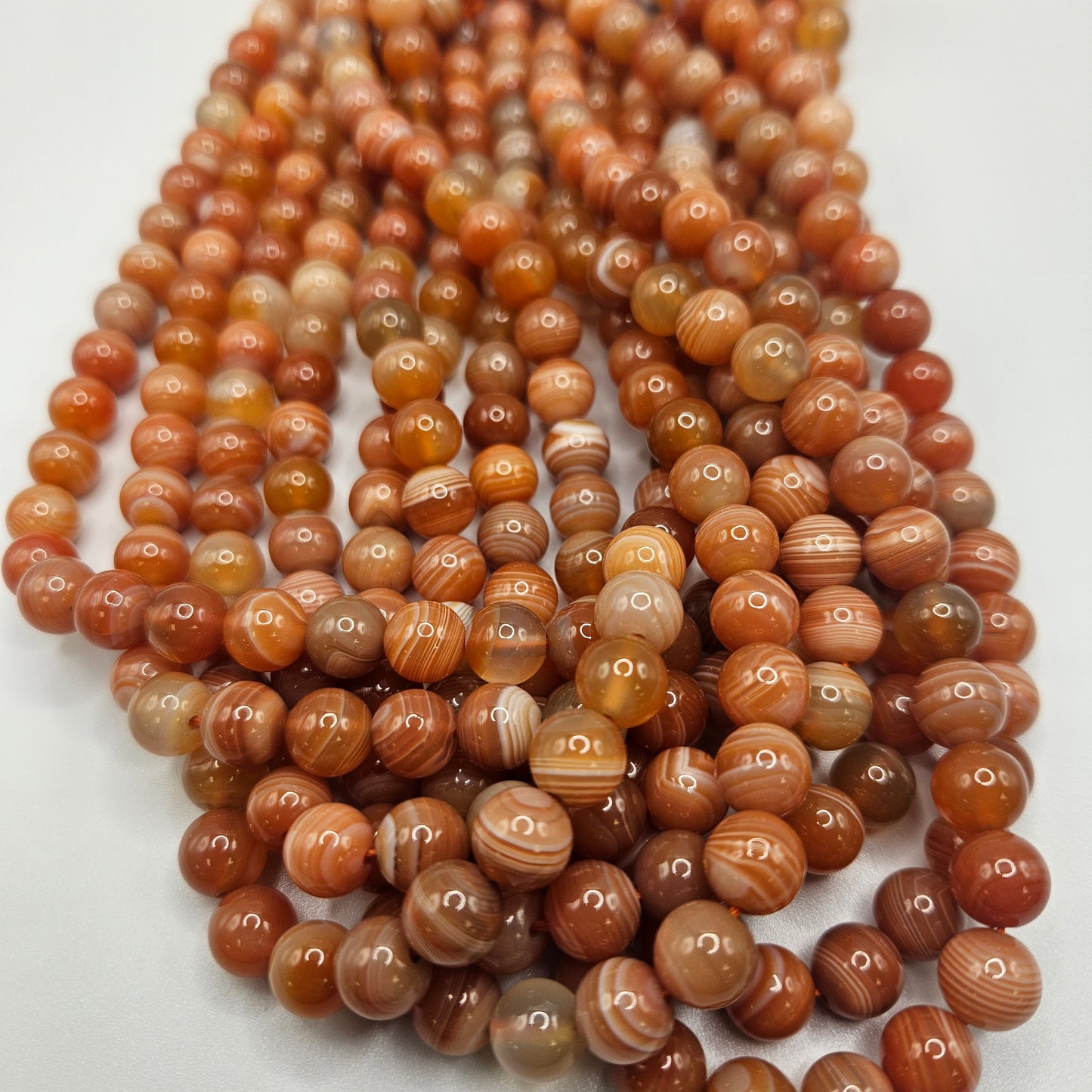 8mm Pink Botswana Agate Round Bead Strand.