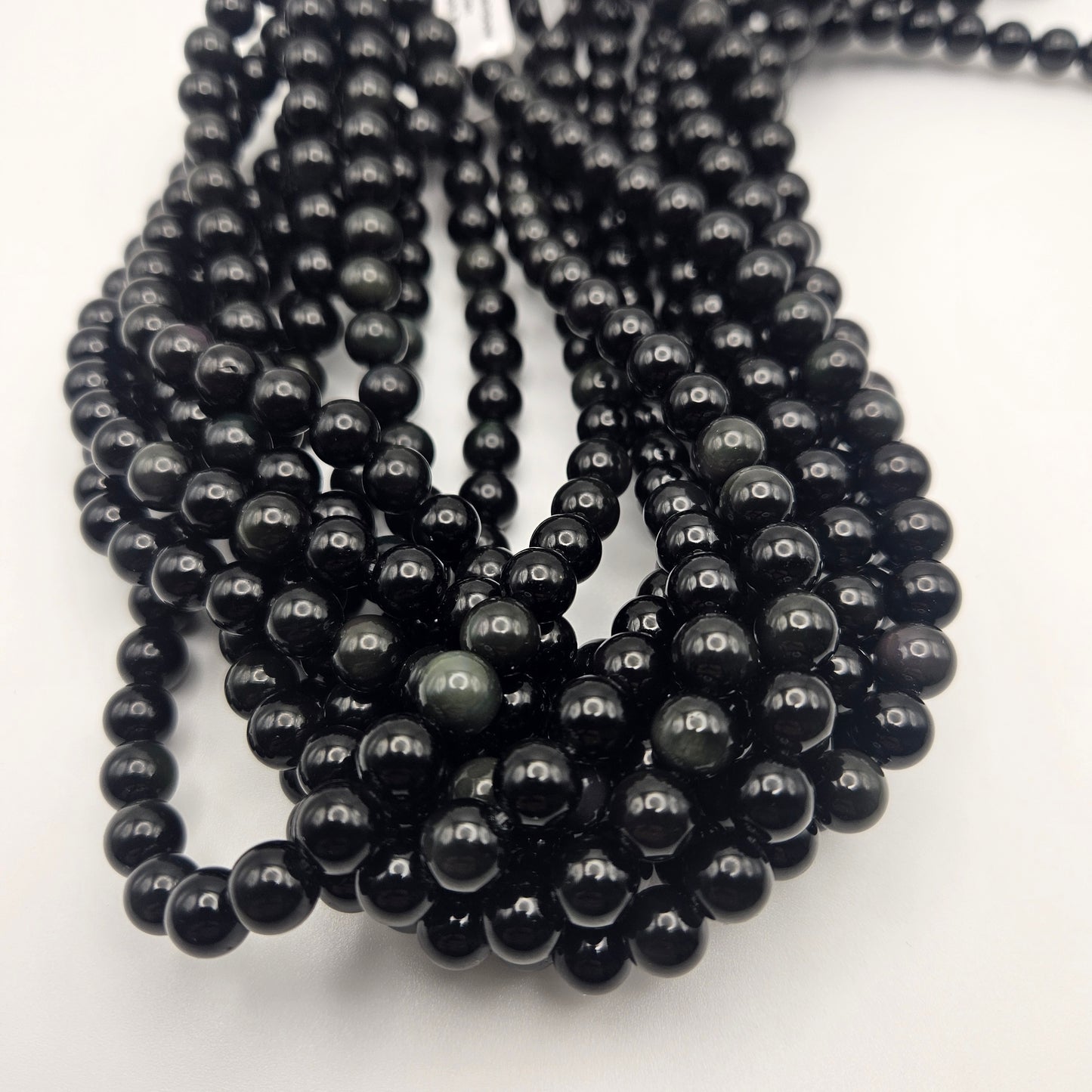 8mm Rainbow Obsidian Round Bead Strand.