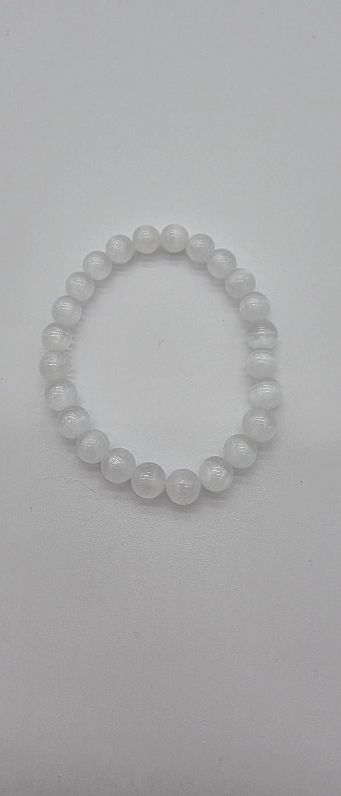 8mm Selenite Stretch Bracelet.
