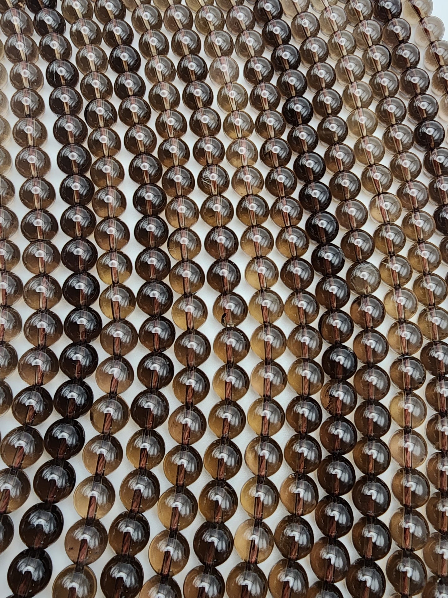 8mm Smokey Quartz Round Bead Strand.