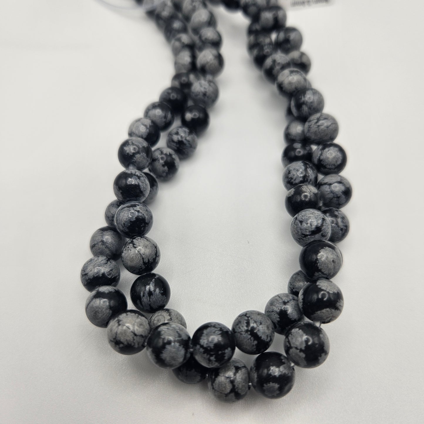 8mm Snowflake Obsidian Round Bead Strand.