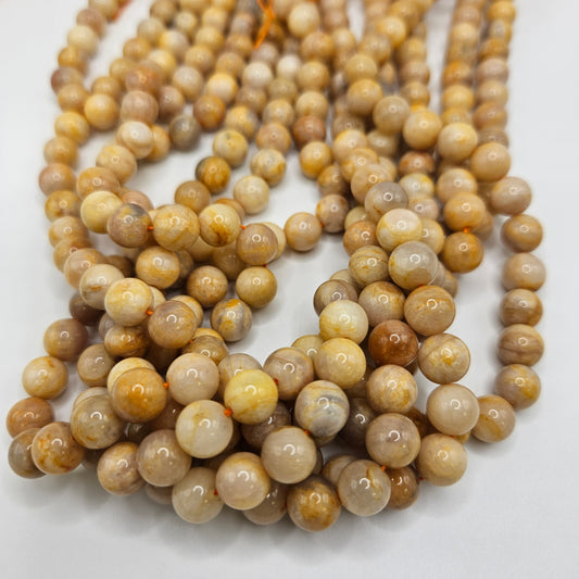 8mm Yellow Sunstone Bead Strand.