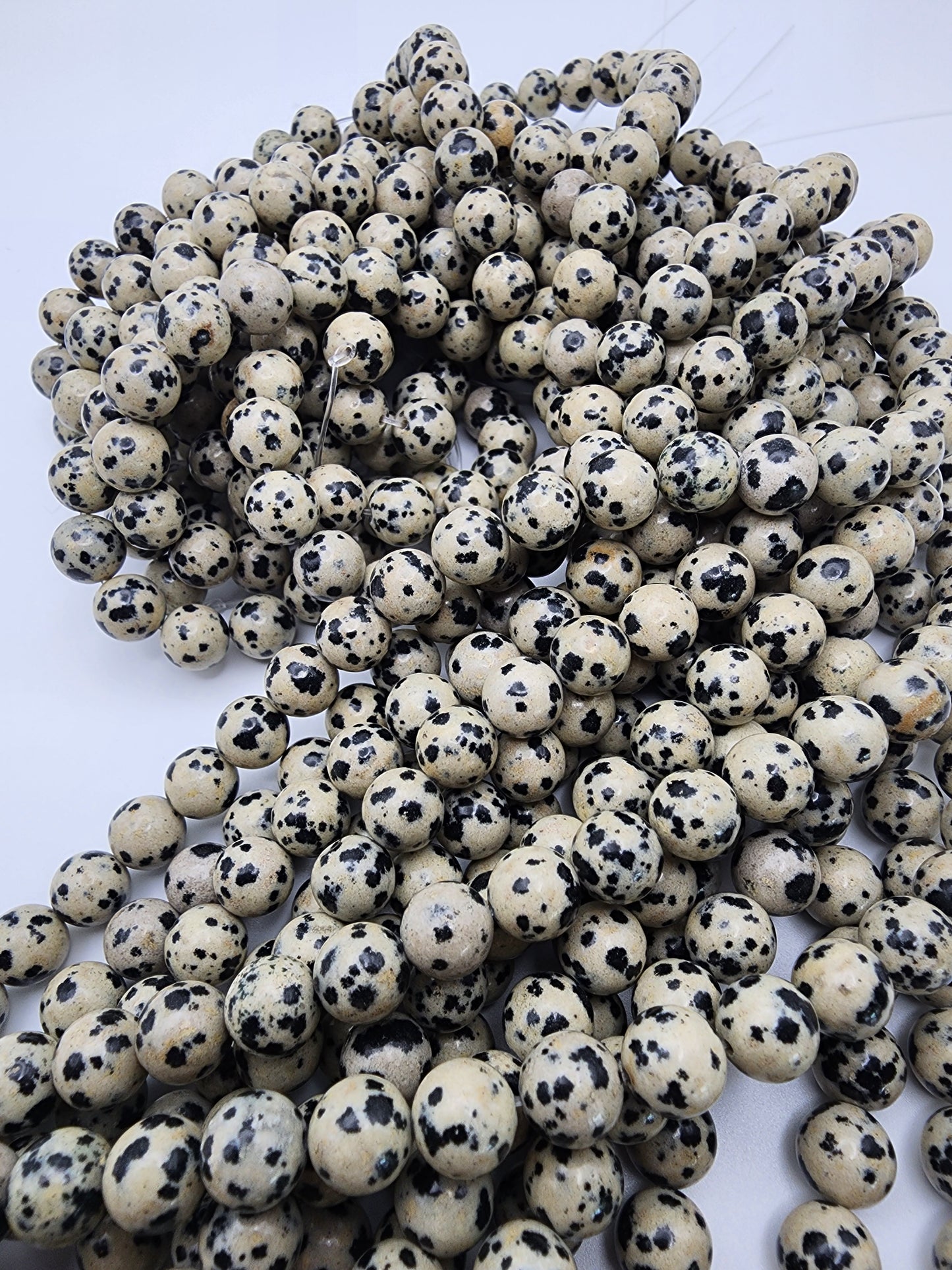 8mm Dalmatian Jasper Round Bead Strand.