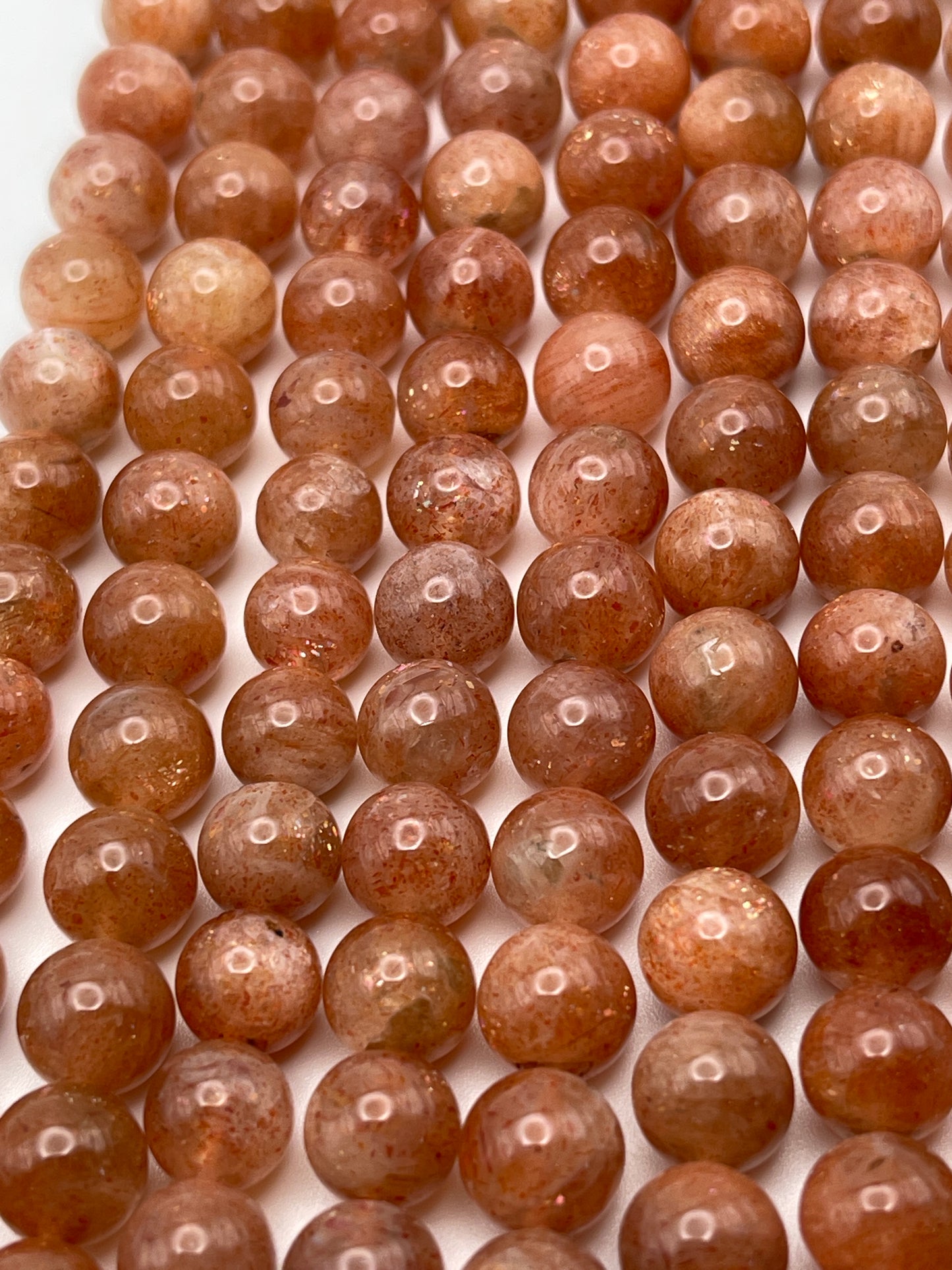 8mm Sunstone AA Round Bead Strand.