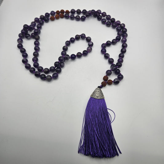 8mm Mala Amethyst.