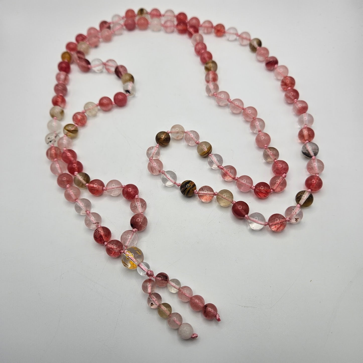 8mm Mala Strawberry Quartz.