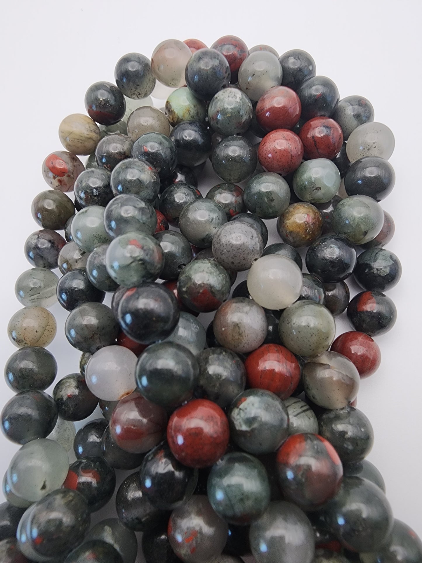 9mm African Bloodstone Round Bead Strand.