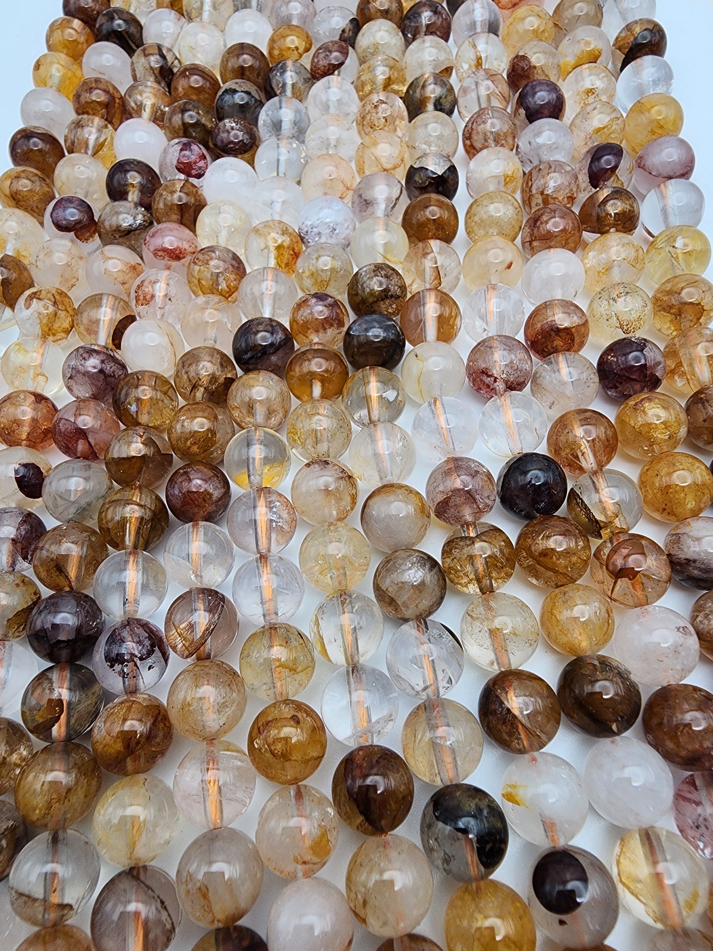 9mm Fire Quartz Round Bead Strand.