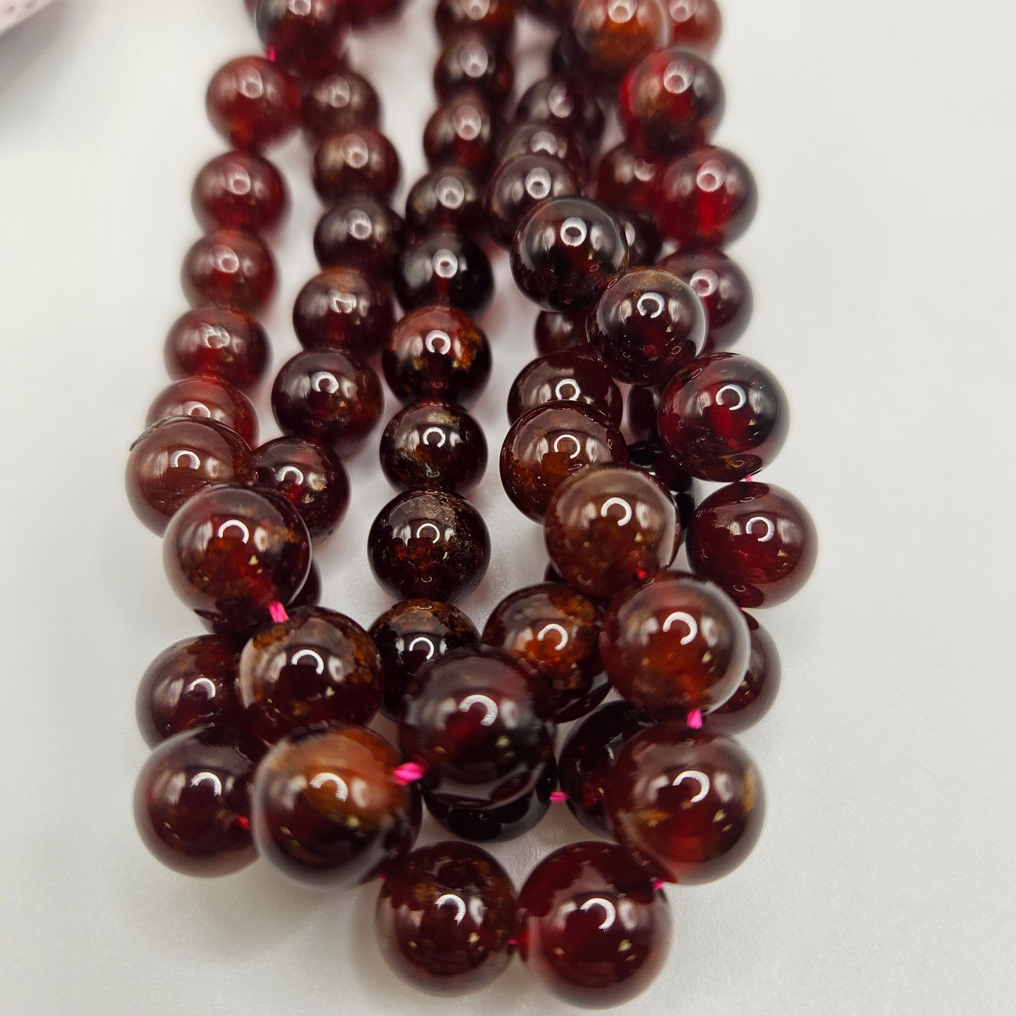 9mm Orange Garnet Bead Strand.