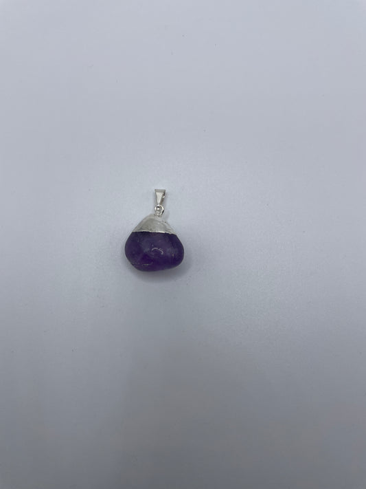 Amethyst Pendant With Silver Plated Bail.