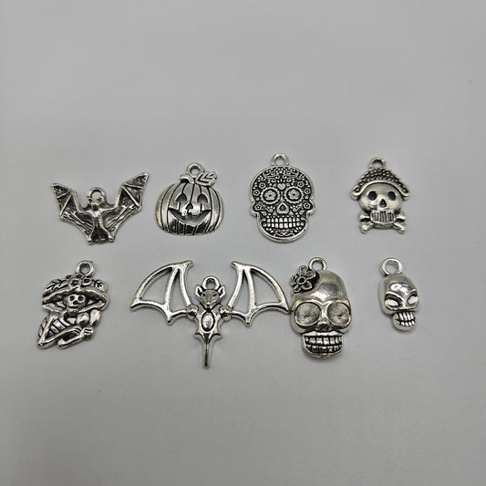 Assorted Halloween Pewter Charms.