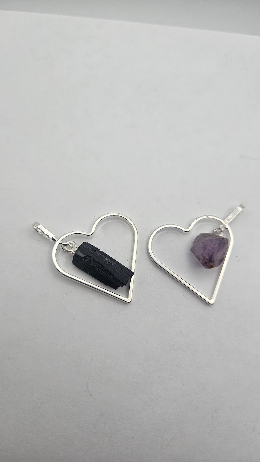 Assorted Sterling Silver Gemstone Heart Pendant.