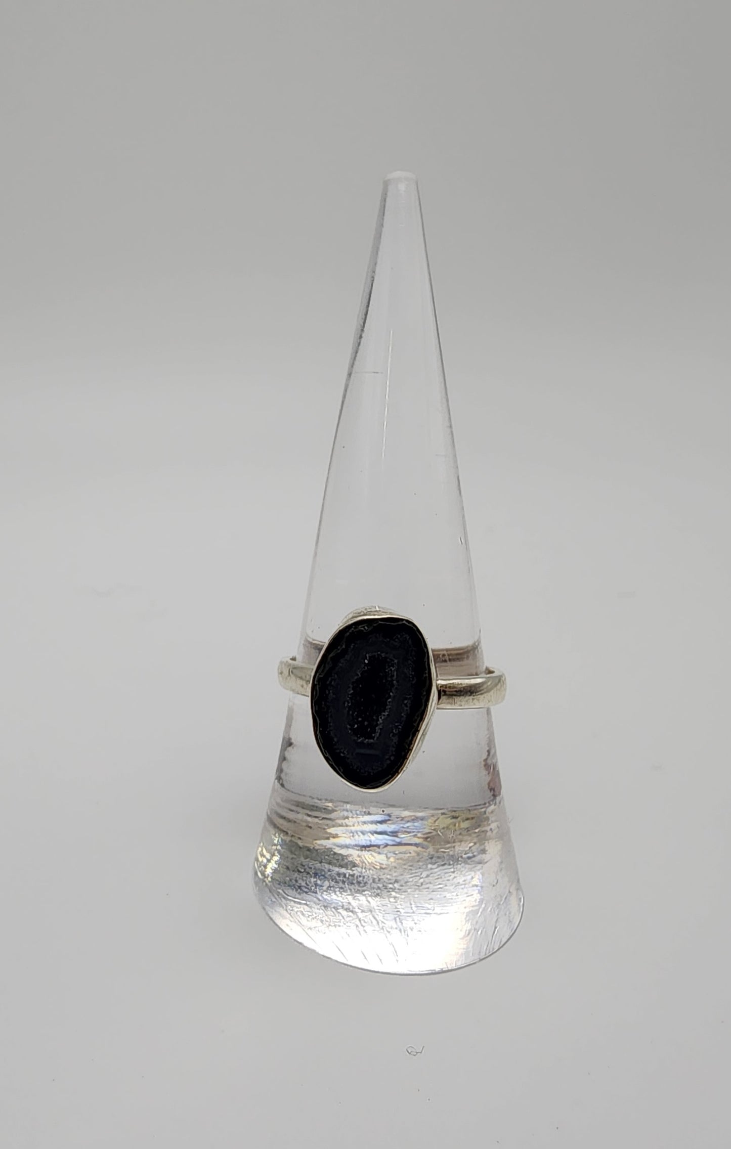 Sterling Silver Black Geode Ring.
