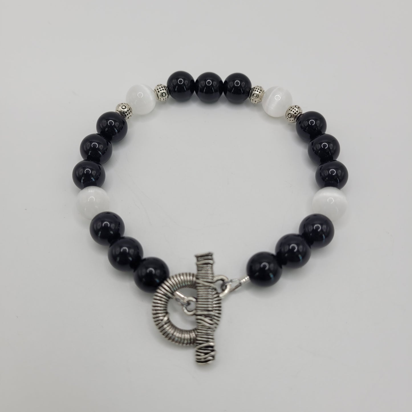 Black Tourmaline And Selenite Bracelet Kit With Silver Findings.