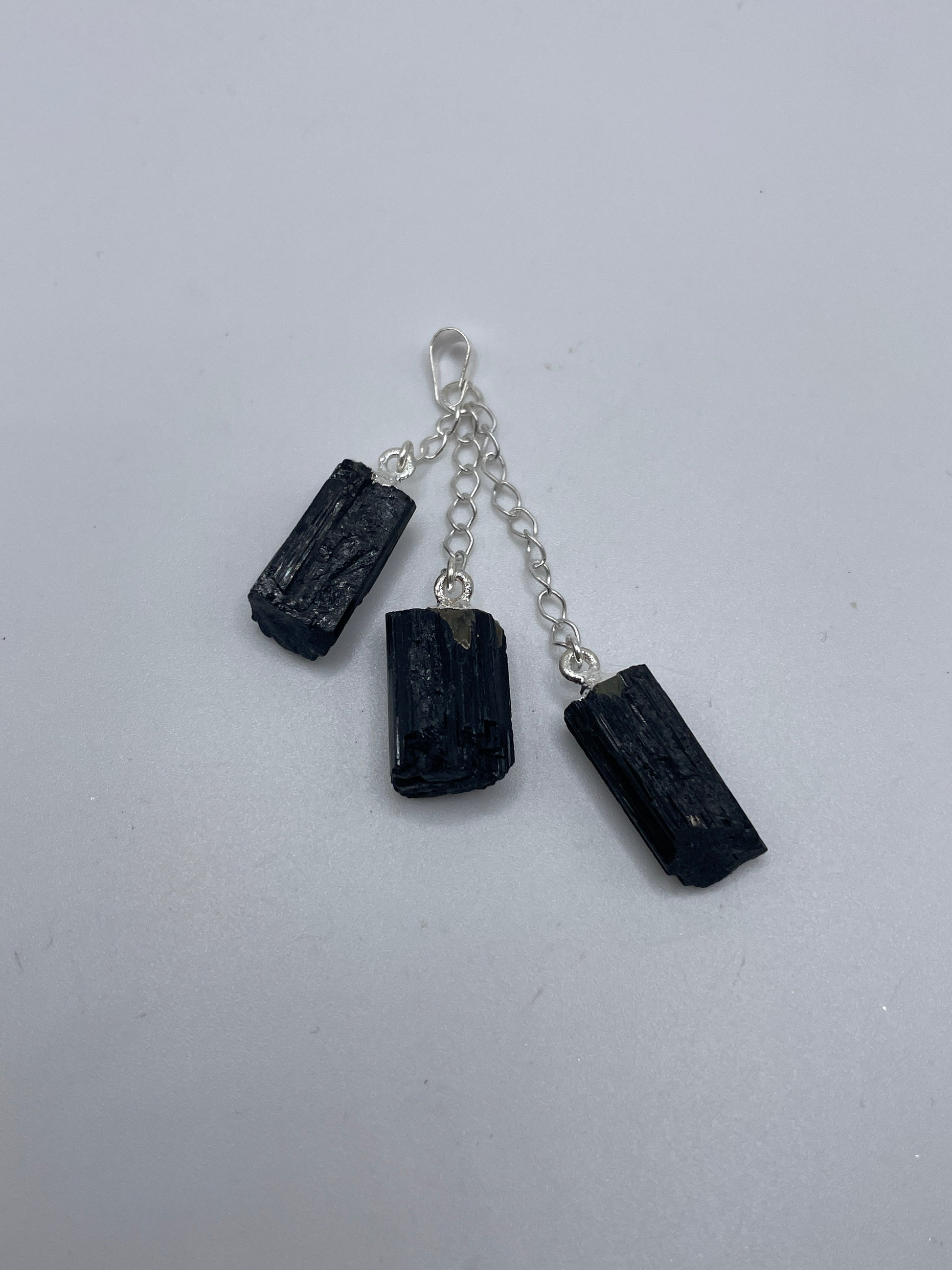 Black Tourmaline Triple Chain Pendant.