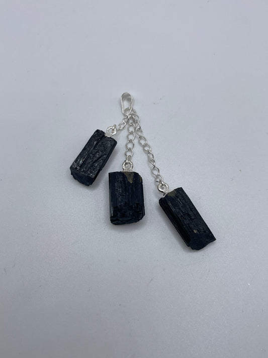 Black Tourmaline Triple Chain Pendant.