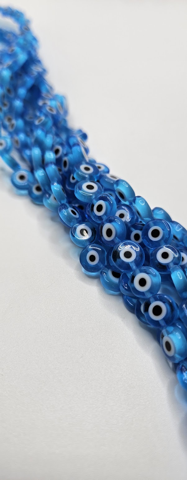 Blue Evil Eye Glass Bead Strand.