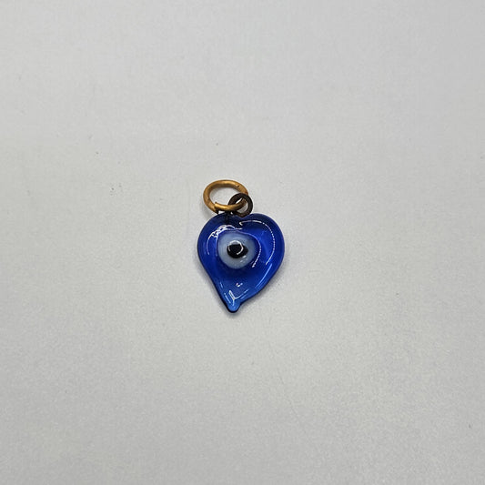 Blue Glass Heart Evil Eye Charm.