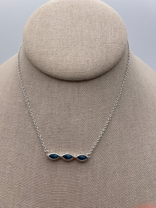 Blue Topaz 3 Stone Necklace.