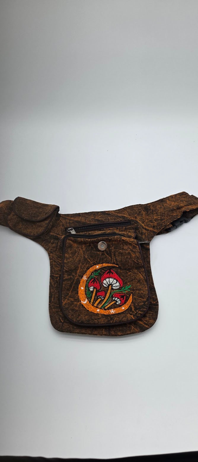 Brown Mushroom and Moon Waist Pack.