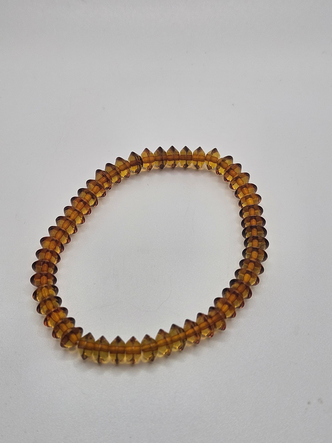Brown Saucer Amber Stretch Bracelet.