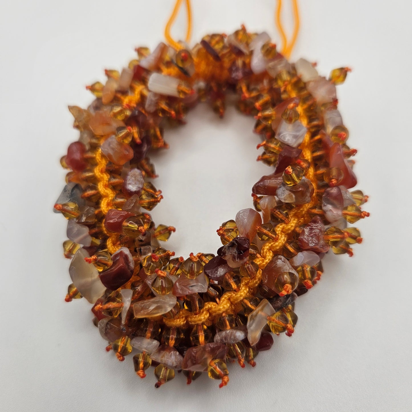 Carnelian Gemstone Cluster Macrame Bracelet Adjustable.