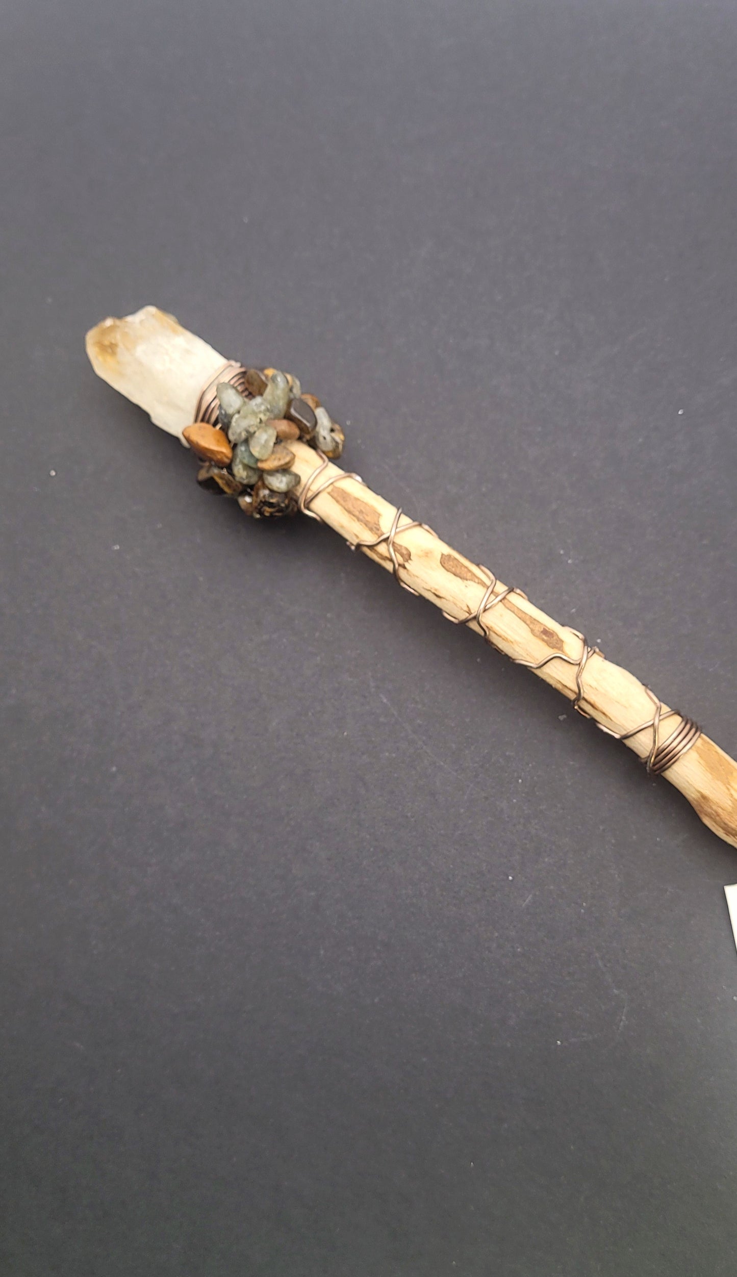 Handmade Citrine, Labradoite, and Tiger Eye Wand.