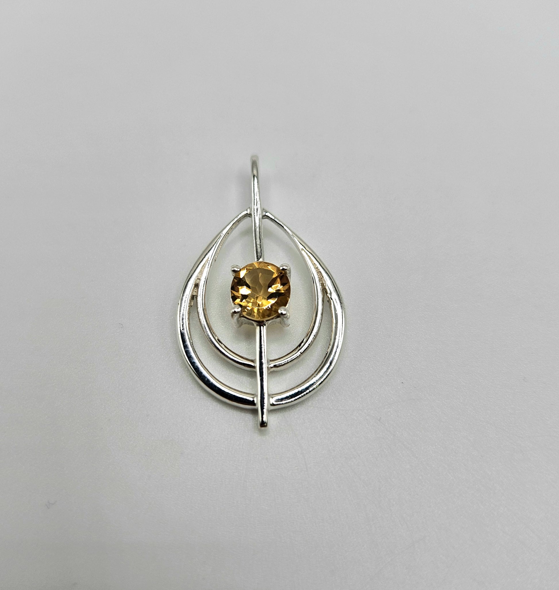 Citrine Sterling Silver Teardrop Faceted Pendant Teardrop.