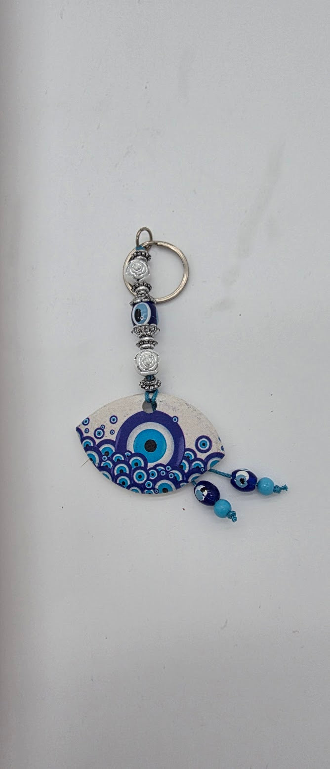 Clay Evil Eye Keychain.
