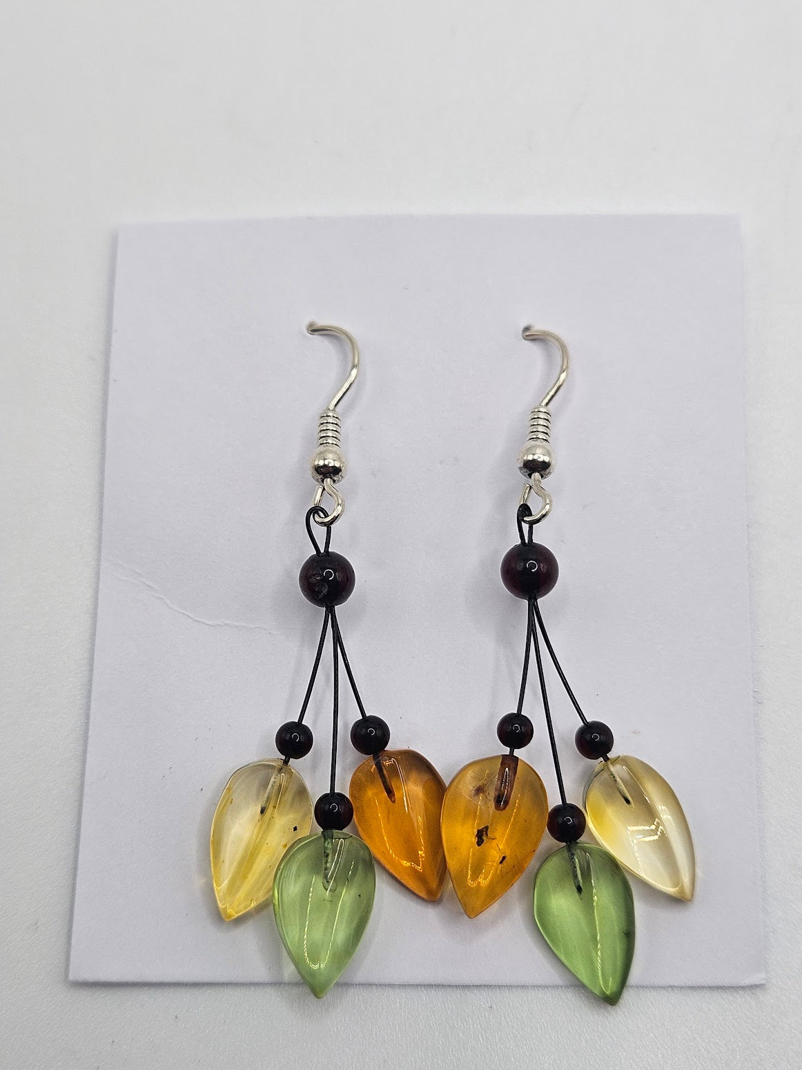 Colorful Amber Leaf Earrings.