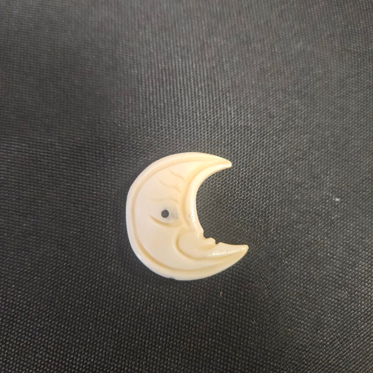 Crescent Moon Carved Bone Bead Single.