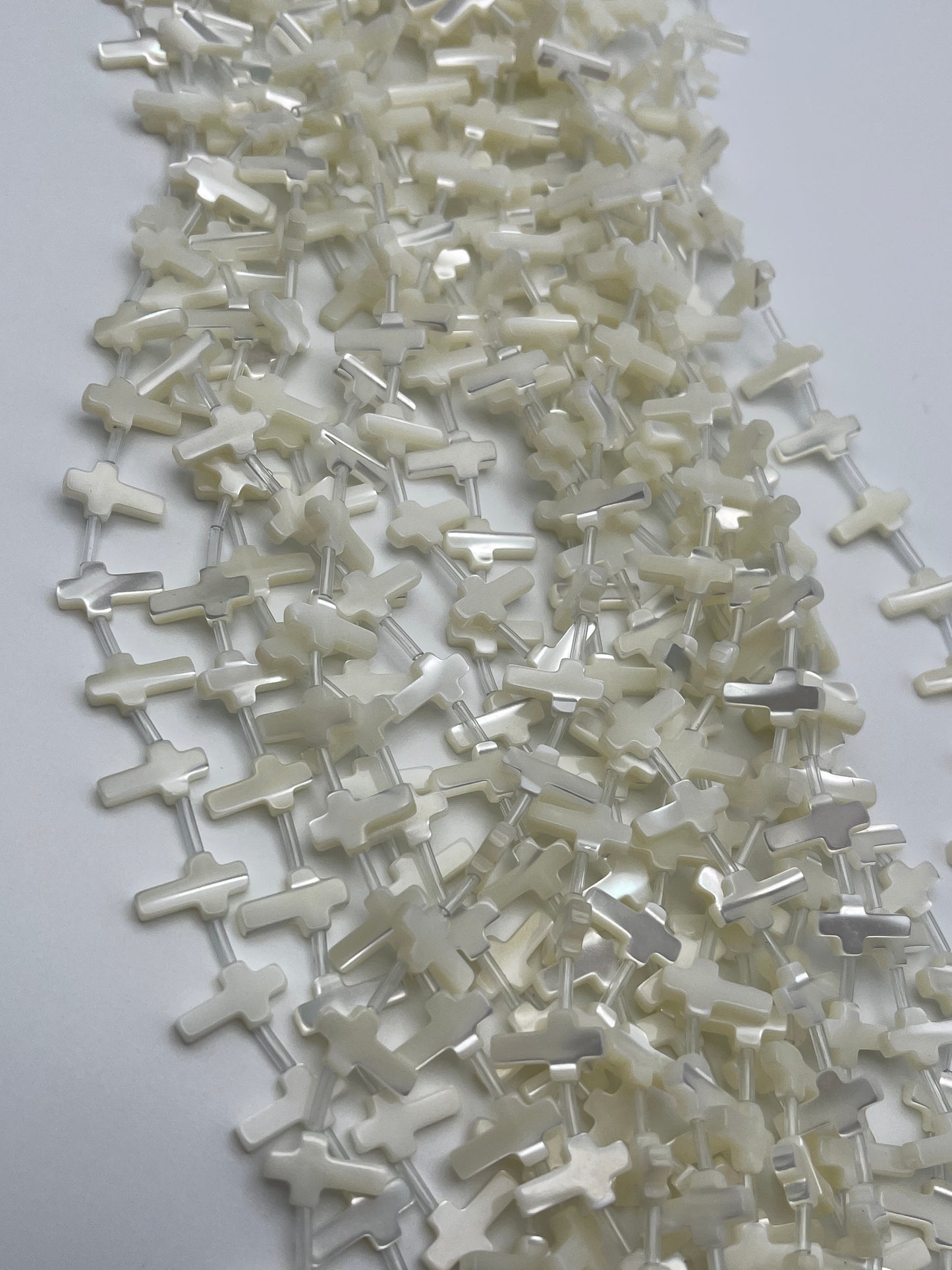 Cross Mother of Pearl Bead Strand.
