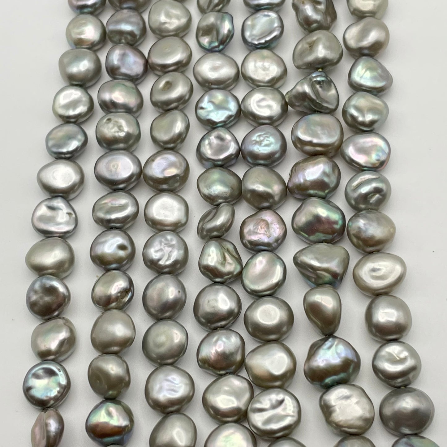 10mm Grey Peacock Pearl Keshi Strand