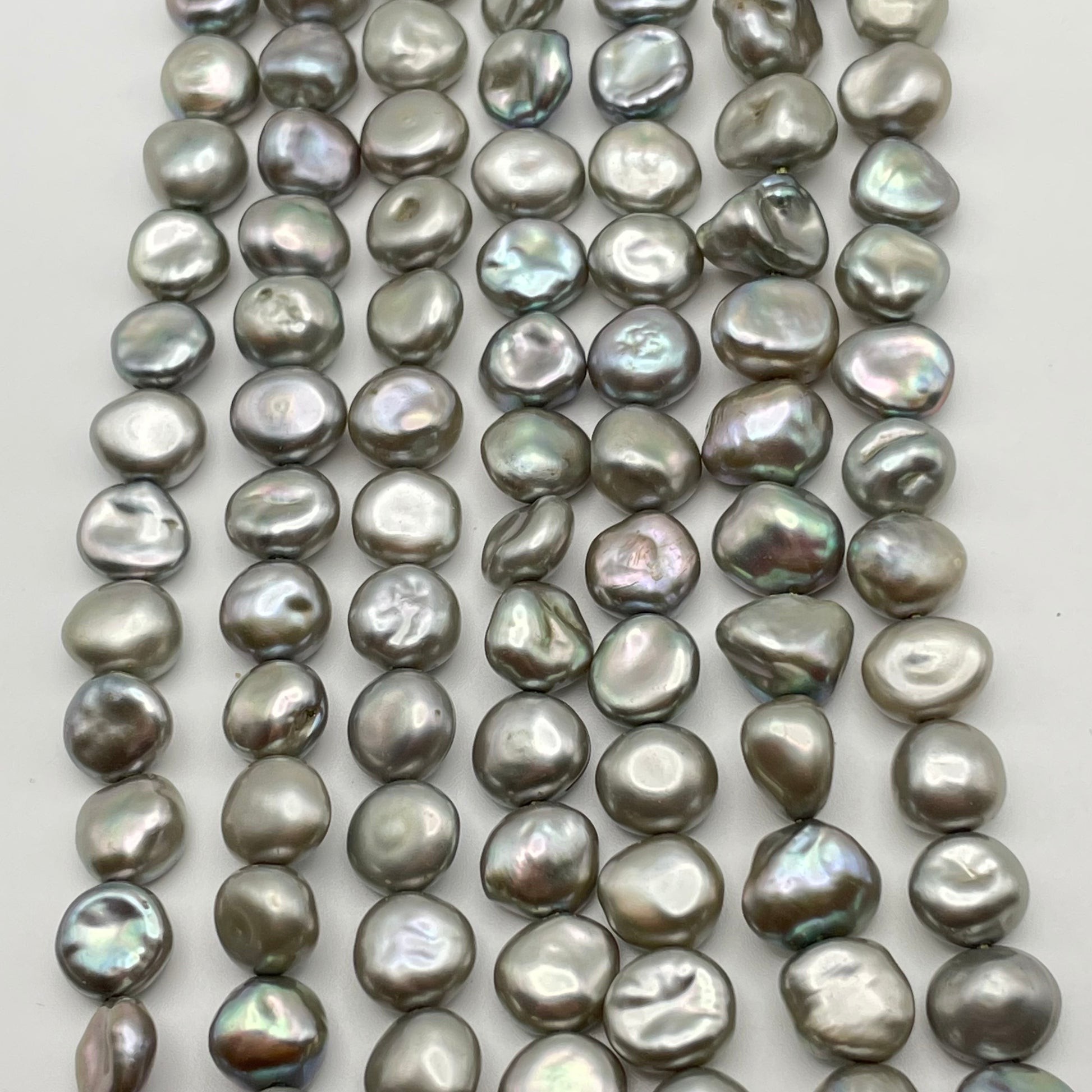 10mm Grey Peacock Pearl Keshi Strand