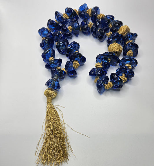 Dark Blue Glass Necklace Strand.