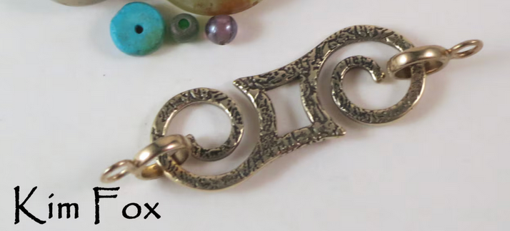Double Spiral Removable Clasp with 2 loops bronze by Kim Fox.
