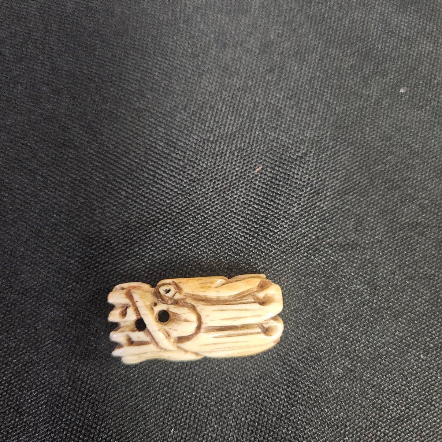 Dragon Head Carved Bone Bead Single.