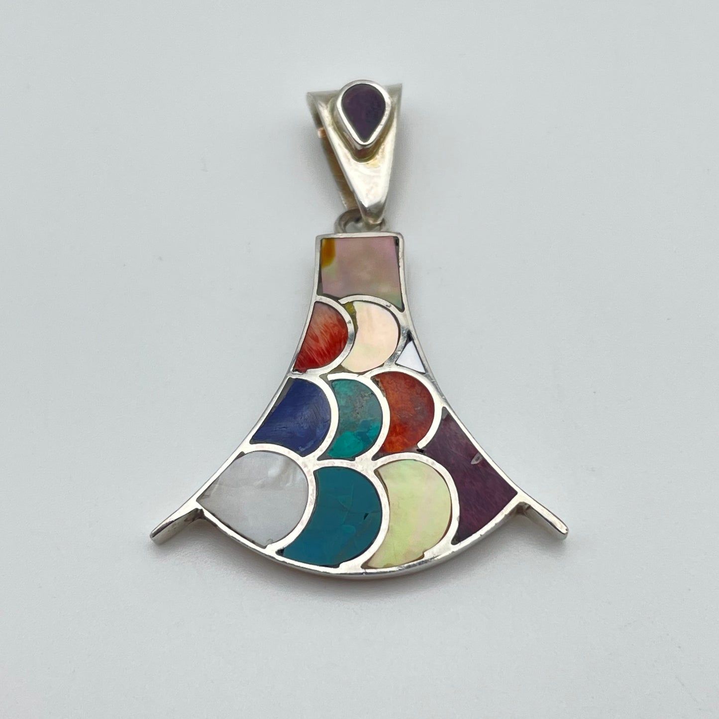 Peruvian Stone Inlay Pendant Sterling Silver