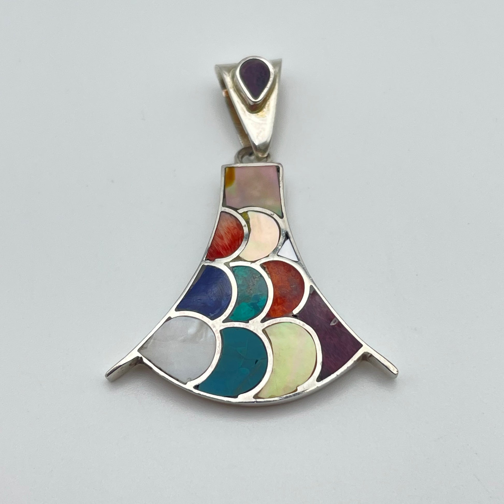 Peruvian Stone Inlay Pendant Sterling Silver