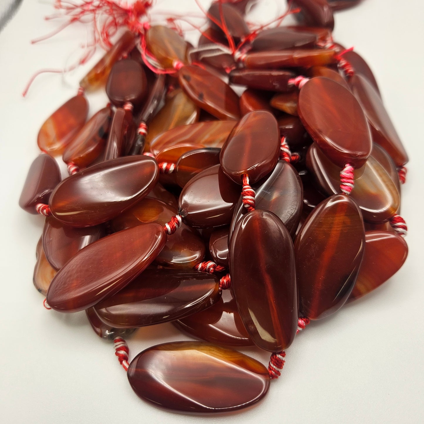 Extra Large Carnelian Bead Strand.