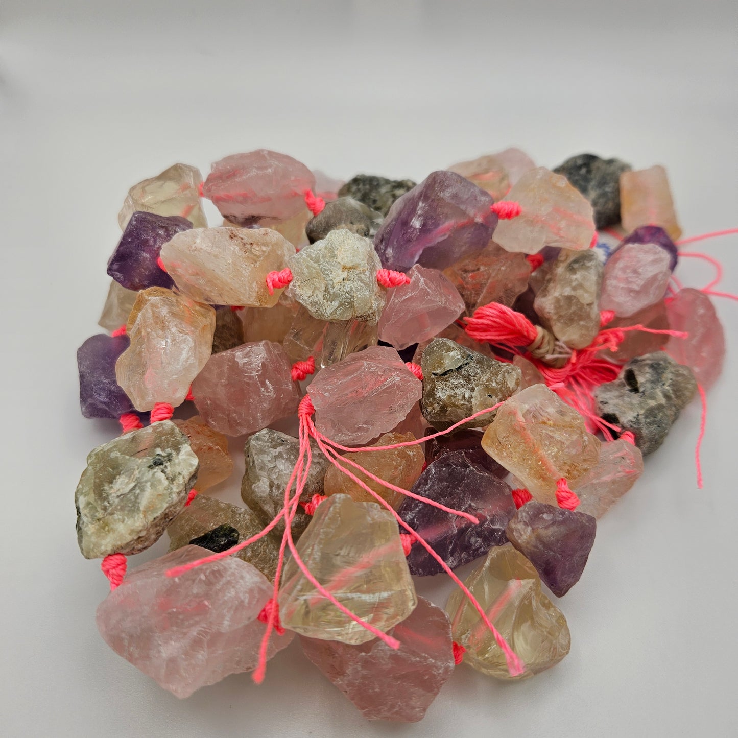 Extra Large Raw Quartz Chunk Bead Strand.