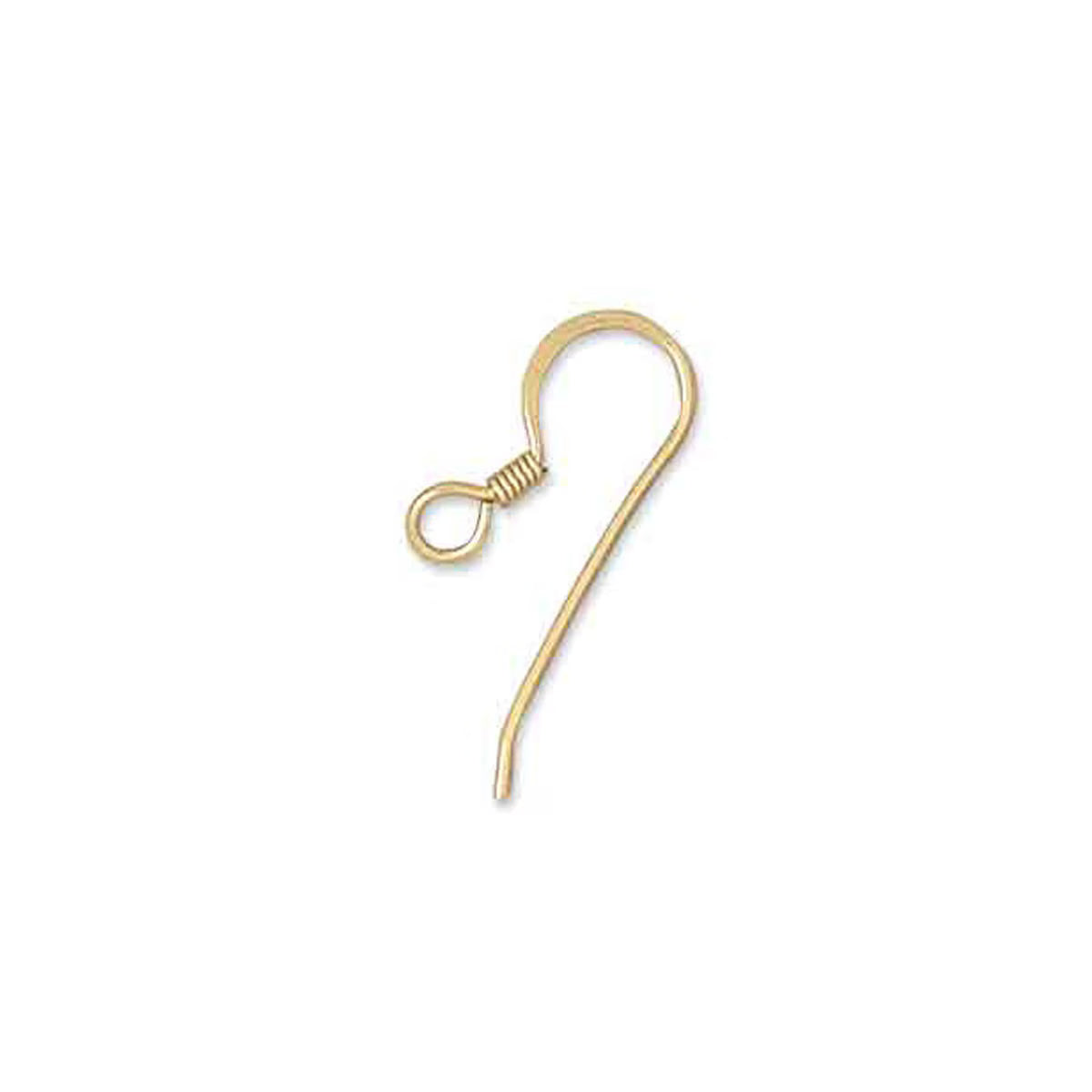 Gold Filled 18.3MM FLAT EAR WIRE W/2MM RING/COIL 1 PAIR
