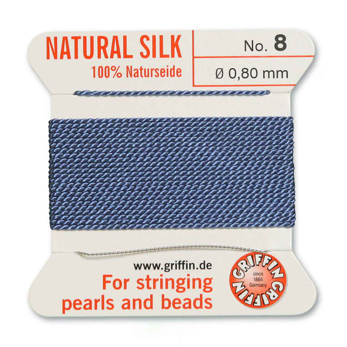 GRIFFIN SILK BEAD CORD BLUE SIZE 8-2M-0.8MM.