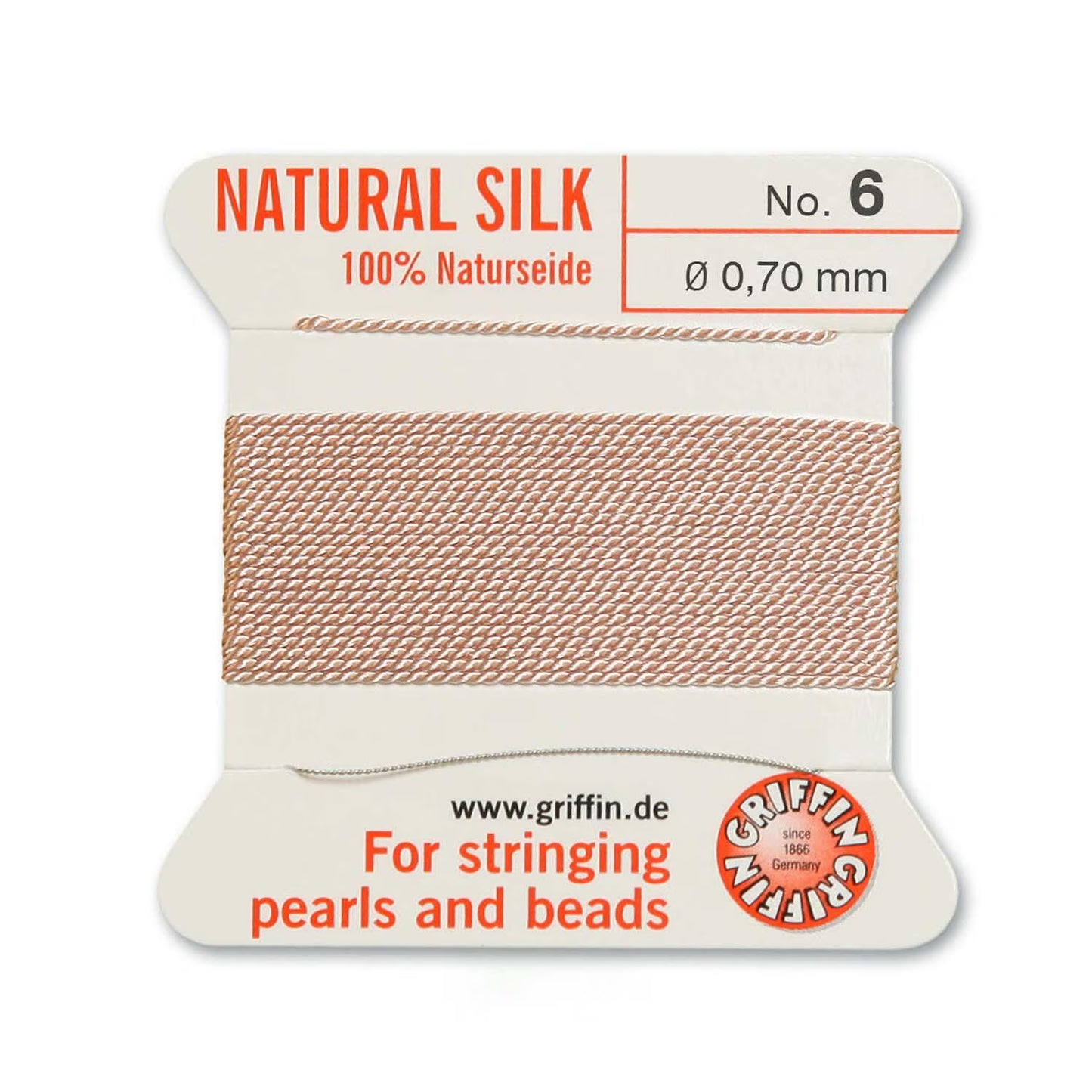 GRIFFIN SILK BEAD CORD LIGHT PINK SIZE 6-2M-0.7MM.
