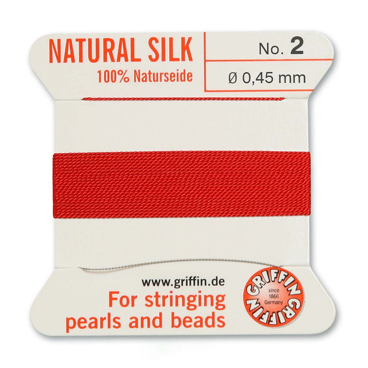 GRIFFIN SILK BEAD CORD RED SIZE 2-2M-0.45MM.