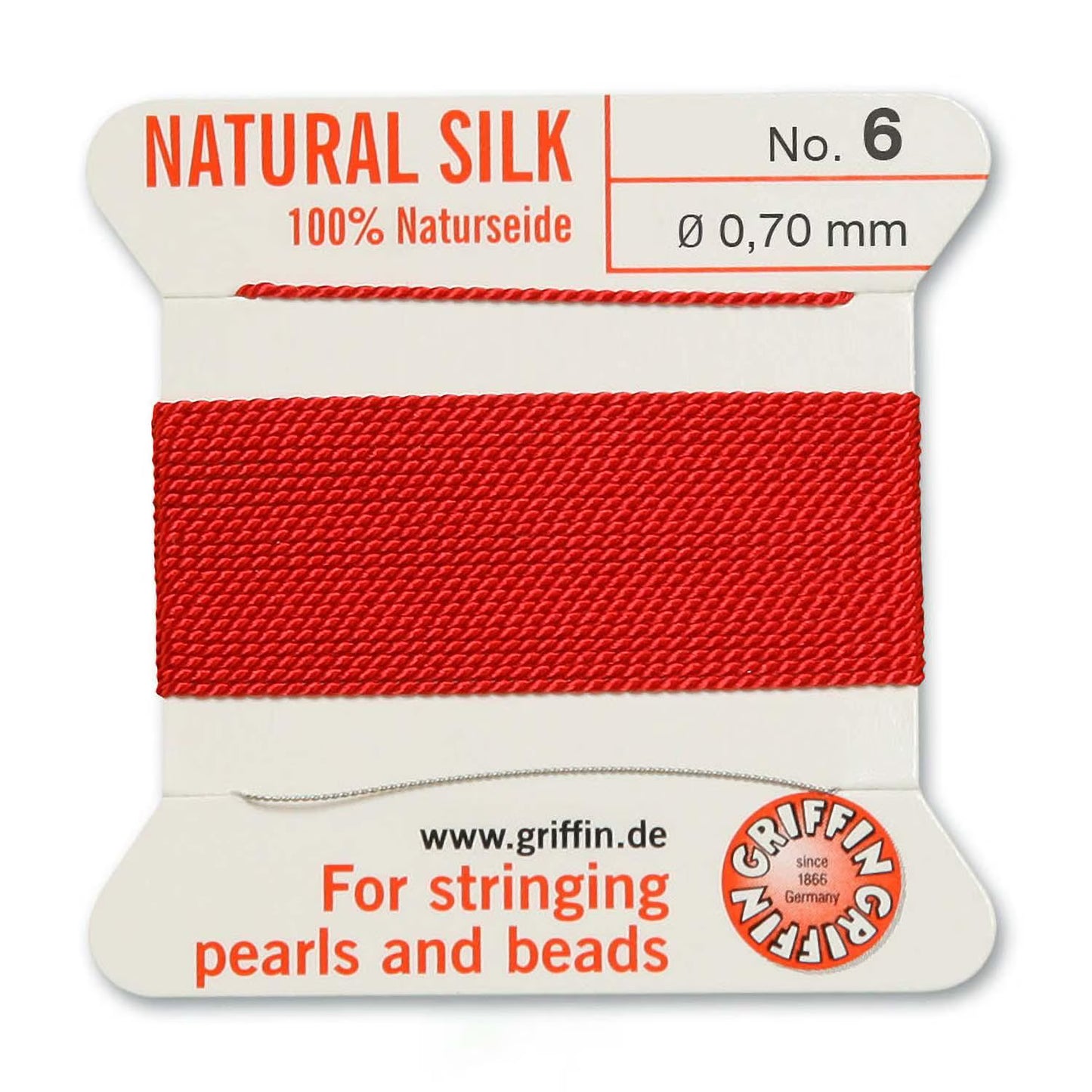GRIFFIN SILK BEAD CORD RED SIZE 6-2M-0.7MM.