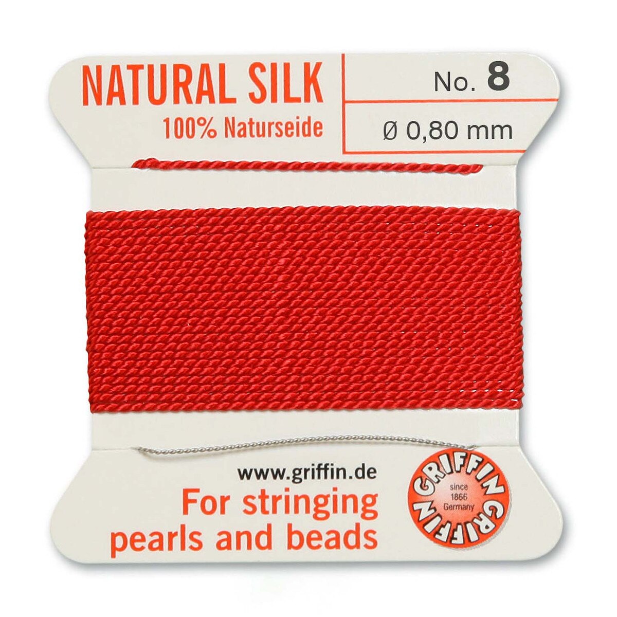 GRIFFIN SILK BEAD CORD RED SIZE 8-2M-0.8MM.