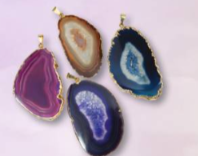 Gold Plated Agate Slice Pendant.