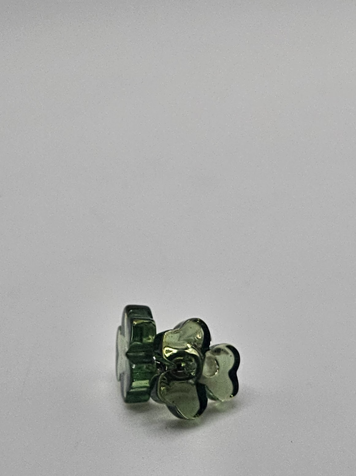 Green Amber clover earring stud.
